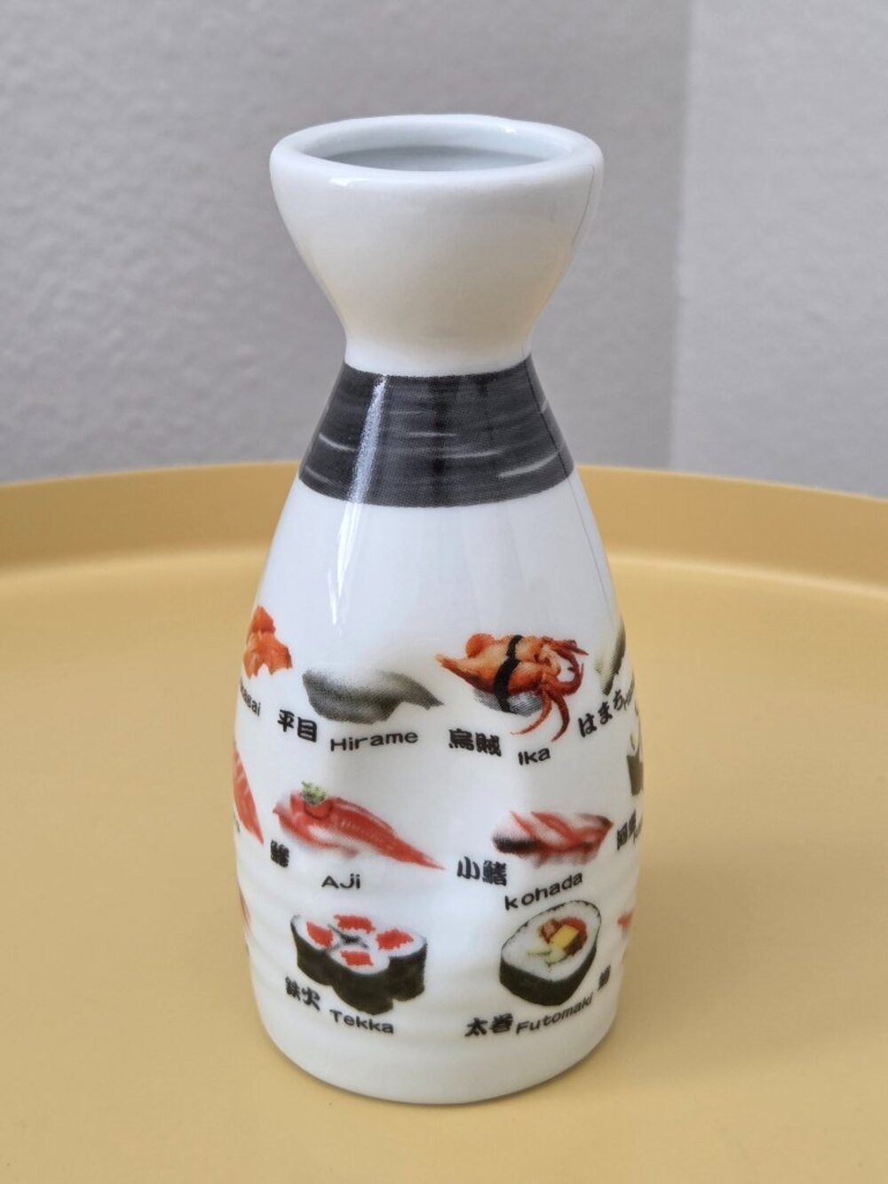 Sake Bottle 5" T Porcelain Sushi Design